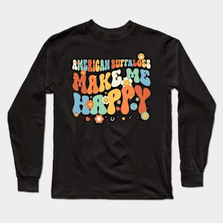 American Buffaloes Make Me Happy Groovy Retro Vintage Style Long Sleeve T-Shirt